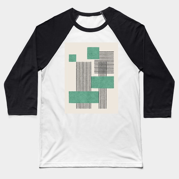 Stripes and Square Composition - Green Baseball T-Shirt by moonlightprint